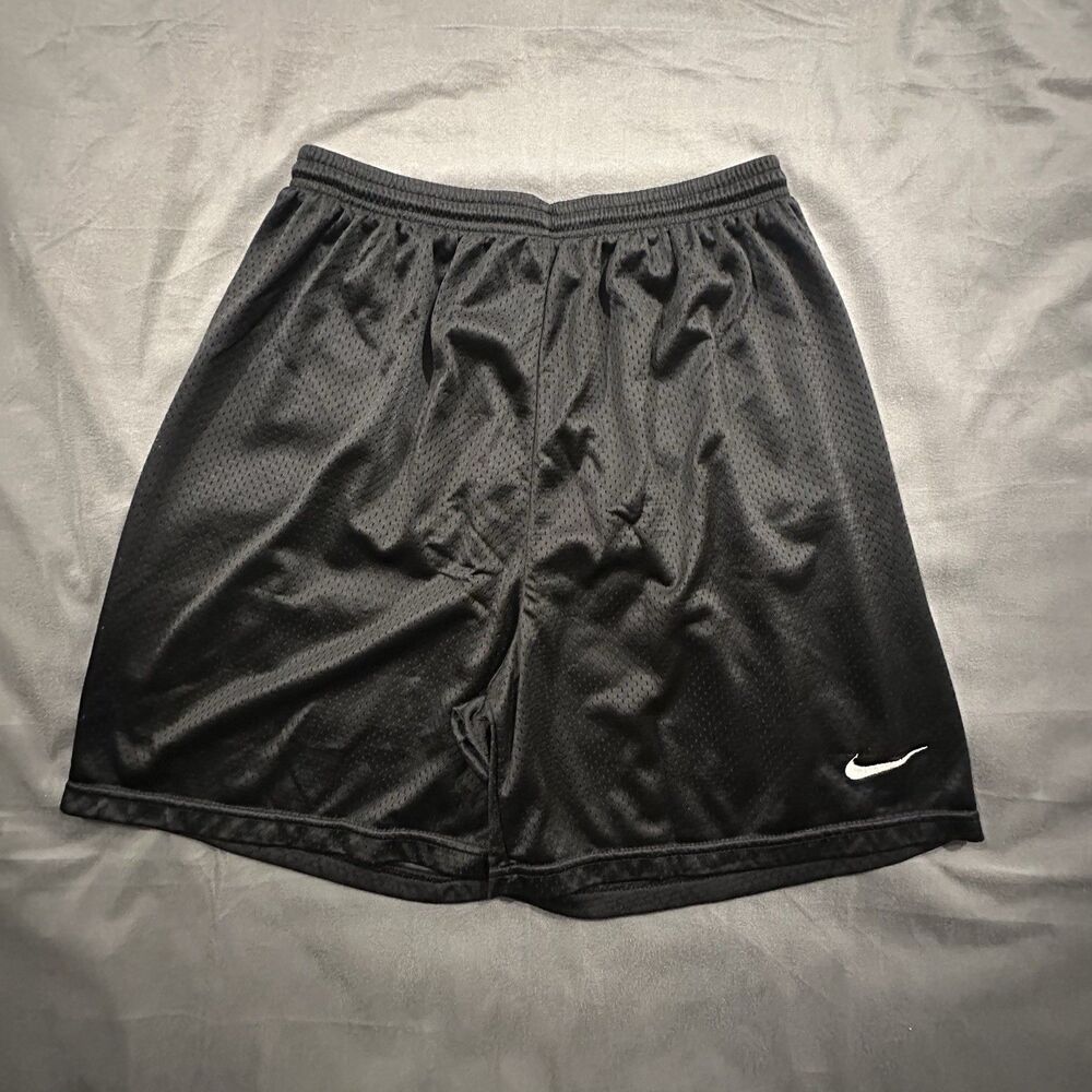 Vintage 90s Nike Shorts Mesh Mens L Sports Activewear Swoosh Gym Black Nylon